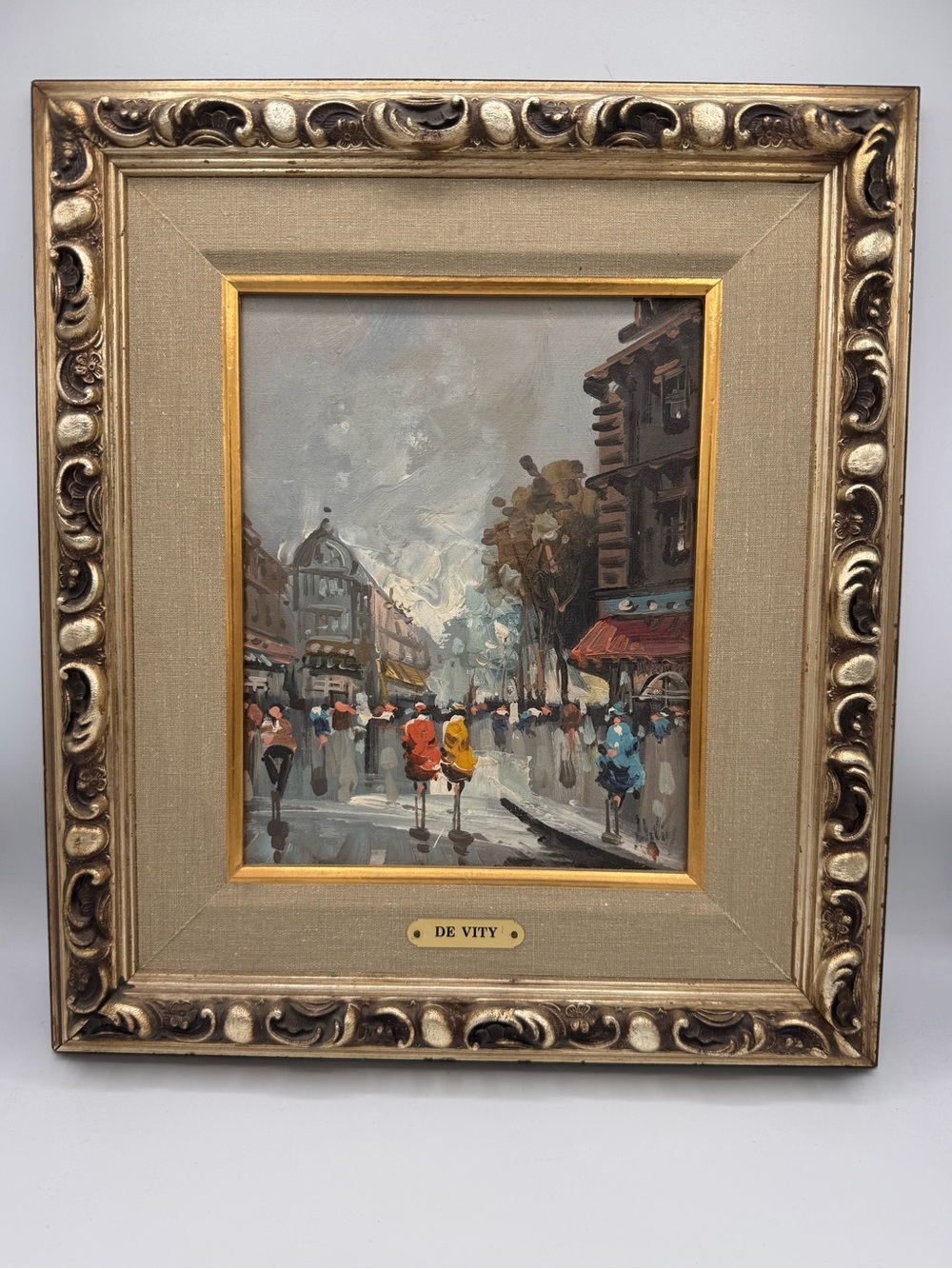 Antonio DeVity Framed Street Scene Painting - Gold Frame